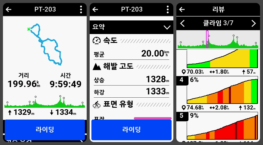 가민 엣지에서 확인하기, 주요 코스 및 정보가 잘 들어 갔는지 점검합니다.